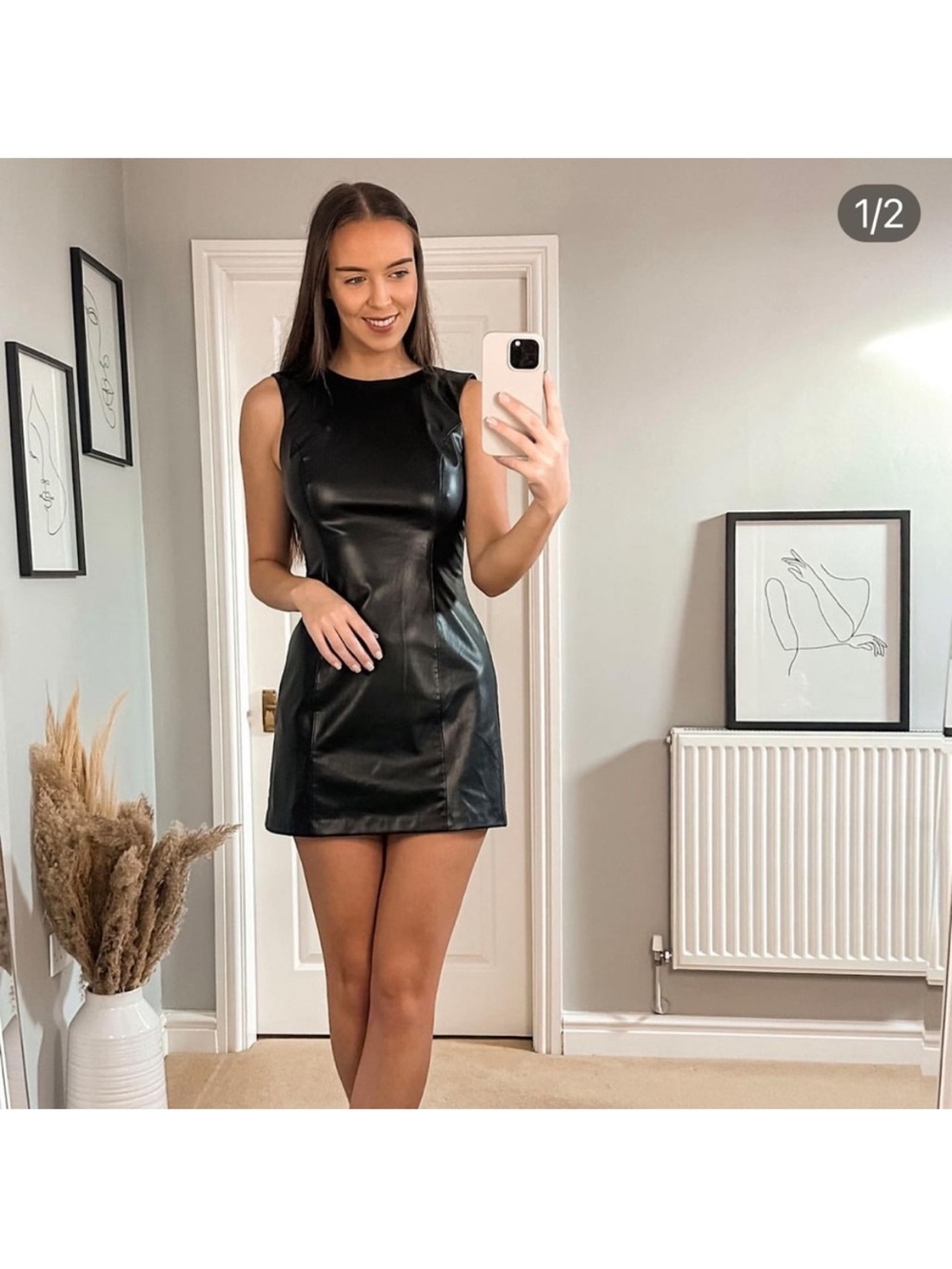 ZARA FAUX LEATHER MINI DRESS